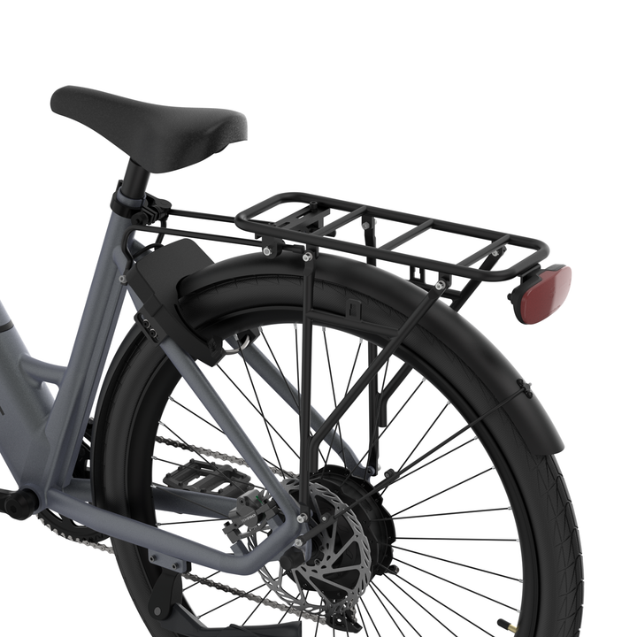 Hybrid E-Bike Rear Rack & Light